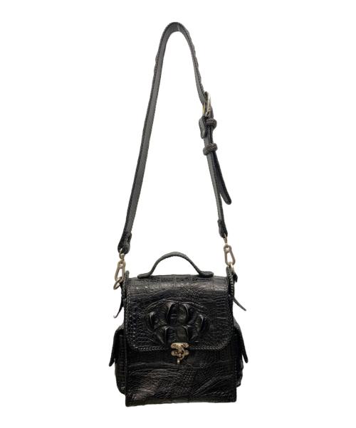 ノーブランド（ノーブランド）ノーブランド (ノーブランド) クロコダイルショルダーバッグ ブラックの古着・服飾アイテム