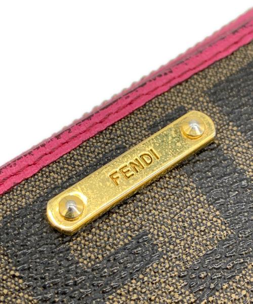 FENDI（フェンディ）FENDI (フェンディ) ラウンドファスナー財布 ブラウン×ピンクの古着・服飾アイテム