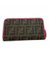 FENDI (フェンディ) ラウンドファスナー財布 ブラウン×ピンク：10000円