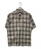 BURBERRY BLUE LABELバーバリーロンドンブルーレーベル）の古着「半袖シャツ」｜ホワイト×ブラック