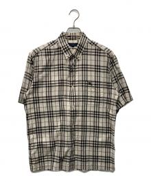 BURBERRY BLUE LABEL（バーバリーロンドンブルーレーベル）の古着「半袖シャツ」｜ホワイト×ブラック