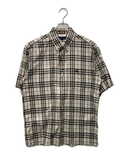 BURBERRY BLUE LABEL（バーバリーロンドンブルーレーベル）BURBERRY BLUE LABEL (バーバリーロンドンブルーレーベル) 半袖シャツ ホワイト×ブラック サイズ:Lの古着・服飾アイテム