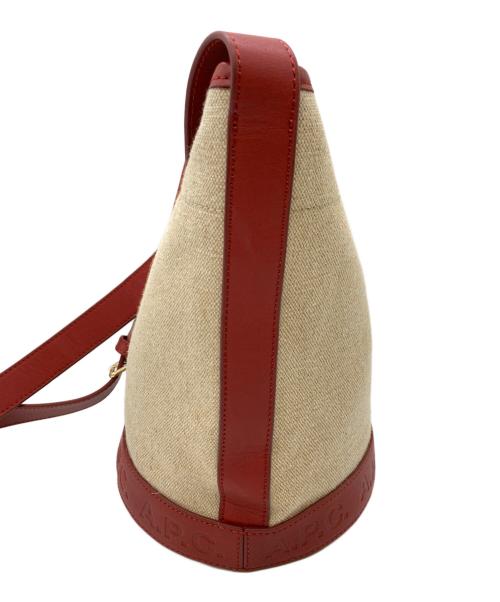 A.P.C.（アーペーセー）A.P.C. (アーペーセー) ジュートキャンバスショルダーバッグ レッド×アイボリーの古着・服飾アイテム