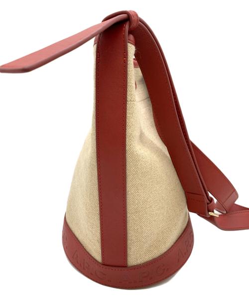 A.P.C.（アーペーセー）A.P.C. (アーペーセー) ジュートキャンバスショルダーバッグ レッド×アイボリーの古着・服飾アイテム