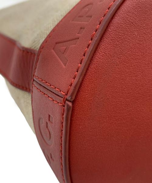 A.P.C.（アーペーセー）A.P.C. (アーペーセー) ジュートキャンバスショルダーバッグ レッド×アイボリーの古着・服飾アイテム