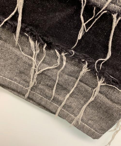 NOVESSEL（ノベセル）NOVESSEL (ノベセル) ボーダーラインダメージ加工デニムパンツ ブラック サイズ:Sの古着・服飾アイテム