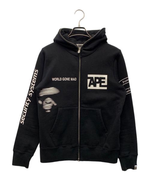 A BATHING APE（ア ベイシング エイプ）A BATHING APE (ア ベイシング エイプ) マルチプリントフルジップパーカー ブラック サイズ:Sの古着・服飾アイテム