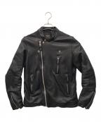 Schott×ATTACHMENT×STUDIOUSショット×アタッチメント×ステュディオス）の古着「ダブルライダースジャケット」｜ブラック