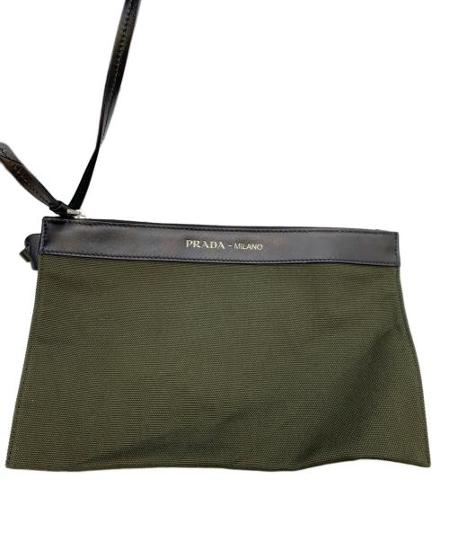 PRADA（プラダ）PRADA (プラダ) 2WAYハンドバッグ ネイビー×カーキの古着・服飾アイテム