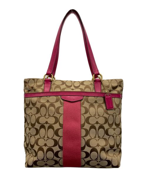 COACH（コーチ）COACH (コーチ) ショルダーバッグ ブラウン×ピンクの古着・服飾アイテム