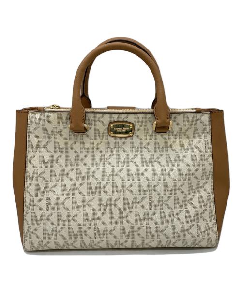 MICHAEL KORS（マイケル・コース）MICHAEL KORS (マイケルコース) 2WAYバッグ ホワイト×ブラウンの古着・服飾アイテム