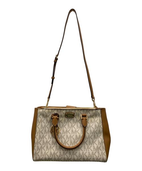 MICHAEL KORS（マイケル・コース）MICHAEL KORS (マイケルコース) 2WAYバッグ ホワイト×ブラウンの古着・服飾アイテム