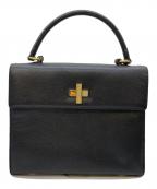 CELINEセリーヌ）の古着「ロゴプレートターンロックハンドバッグ」｜ブラック