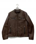 COACHコーチ）の古着「シングルライダースジャケット」｜ブラウン