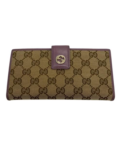 GUCCI（グッチ）GUCCI (グッチ) 長財布 ブラウン×ラベンダーの古着・服飾アイテム
