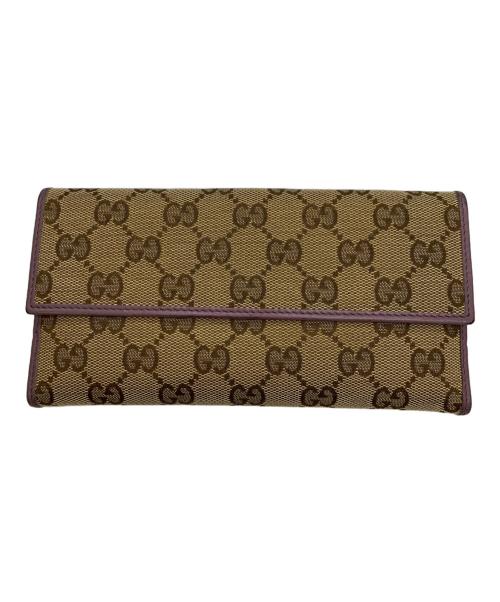 GUCCI（グッチ）GUCCI (グッチ) 長財布 ブラウン×ラベンダーの古着・服飾アイテム