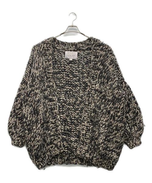 HEARTWORKING KNITWEAR（アイラブミスターミトンズ）HEARTWORKING KNITWEAR (アイラブミスターミトンズ) BEAUTY&YOUTH (ビューティーアンドユース) 厚手カーディガン ブラック×ホワイト サイズ:ONE SIZEの古着・服飾アイテム