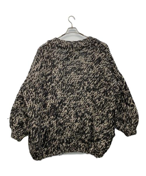 HEARTWORKING KNITWEAR（アイラブミスターミトンズ）HEARTWORKING KNITWEAR (アイラブミスターミトンズ) BEAUTY&YOUTH (ビューティーアンドユース) 厚手カーディガン ブラック×ホワイト サイズ:ONE SIZEの古着・服飾アイテム