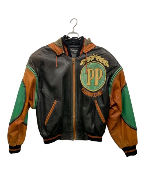 marc buchanan Pelle Pelle（ペレ ペレ マーク ブキャナン）marc buchanan pelle pelle (ペレ ペレ マーク ブキャナン) レザージャケット オレンジ×ブラック×グリーン サイズ:38の古着・服飾アイテム