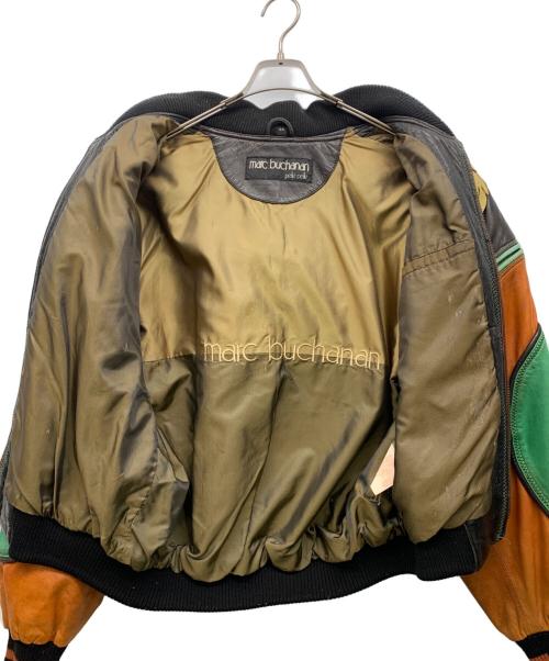 marc buchanan Pelle Pelle（ペレ ペレ マーク ブキャナン）marc buchanan pelle pelle (ペレ ペレ マーク ブキャナン) レザージャケット オレンジ×ブラック×グリーン サイズ:38の古着・服飾アイテム