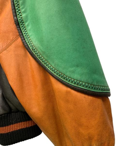 marc buchanan Pelle Pelle（ペレ ペレ マーク ブキャナン）marc buchanan pelle pelle (ペレ ペレ マーク ブキャナン) レザージャケット オレンジ×ブラック×グリーン サイズ:38の古着・服飾アイテム