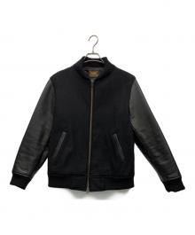 skookum×NICOLE（スクーカム×ニコル）の古着「レザー切り替えスタジャン」｜ブラック