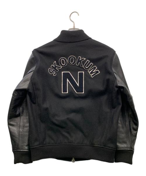 skookum（スクーカム）SKOOKUM (スクーカム) NICOLE (ニコル) レザー切り替えスタジャン ブラック サイズ:46の古着・服飾アイテム