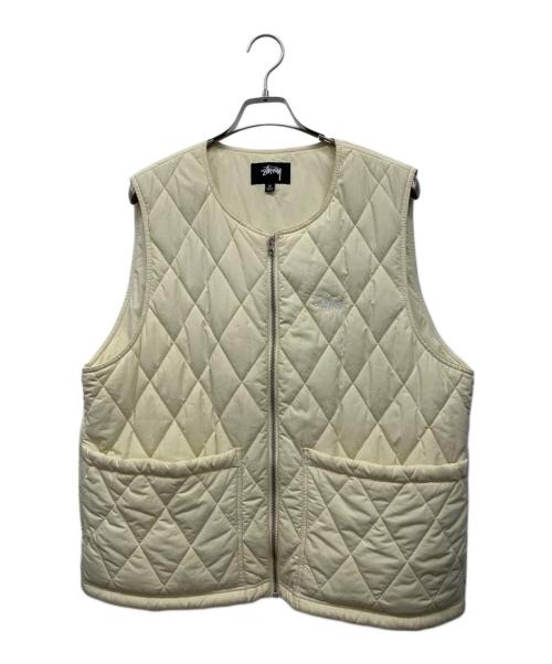 stussy（ステューシー）stussy (ステューシー) Diamond Quilted Vestキルティングベスト ホワイト サイズ:Mの古着・服飾アイテム