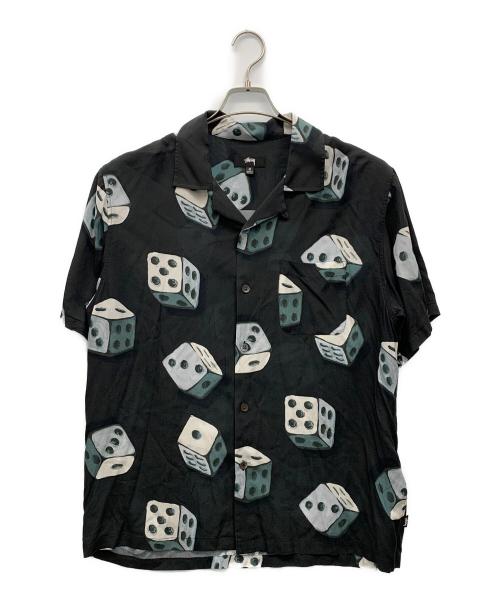 stussy（ステューシー）stussy (ステューシー) 半袖シャツ ブラック×ホワイト サイズ:Mの古着・服飾アイテム