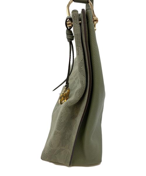 MICHAEL KORS（マイケル・コース）MICHAEL KORS (マイケル・コース) ジョアン ラージロゴ パーフォレーテッドスエード ショルダーバッグ グリーンの古着・服飾アイテム