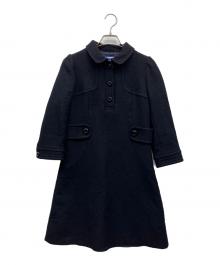 BURBERRY BLUE LABEL（バーバリー ブルー レーベル）の古着「7分袖 ウール ワンピース」｜ネイビー