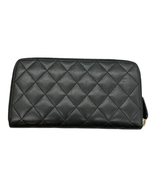 CHANEL（シャネル）CHANEL (シャネル) ラウンドファスナー長財布 ブラックの古着・服飾アイテム