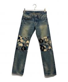 Hysteric Glamour（ヒステリックグラマー）の古着「パッチワークスタッズデニムパンツ」｜インディゴ
