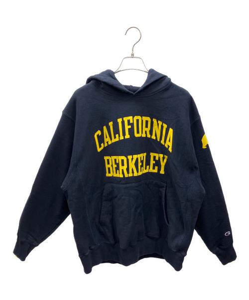 Champion REVERSE WEAVE（チャンピオン リバース ウィーブ）Champion REVERSE WEAVE (チャンピオン リバース ウィーブ) プルオーバーパーカー ネイビー×イエロー サイズ:Lの古着・服飾アイテム