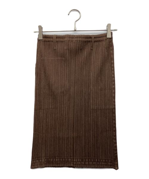 PLEATS PLEASE（プリーツプリーズ）PLEATS PLEASE (プリーツプリーズ) 転写プリーツスカート ブラウン サイズ:4の古着・服飾アイテム