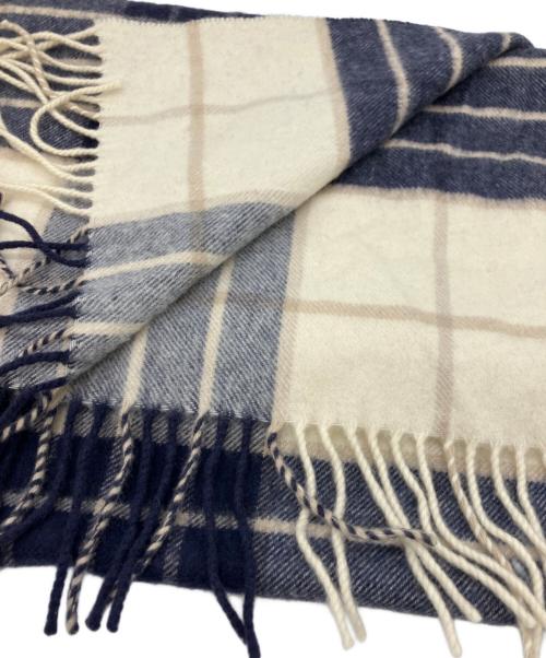 JOHNSTONS OF ELGIN（ジョンストンズオブエルガン）JOHNSTONS OF ELGIN (ジョンストンズオブエルガン) カシミヤマフラー アイボリー×ネイビーの古着・服飾アイテム