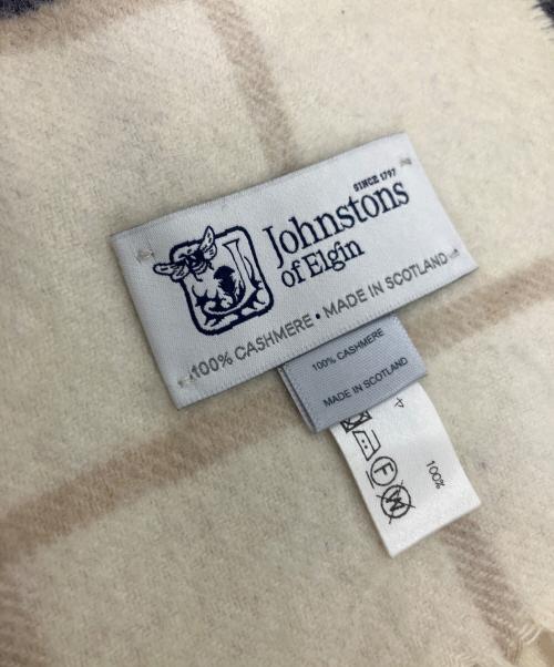 JOHNSTONS OF ELGIN（ジョンストンズオブエルガン）JOHNSTONS OF ELGIN (ジョンストンズオブエルガン) カシミヤマフラー アイボリー×ネイビーの古着・服飾アイテム