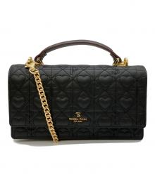 Samantha Thavasa PETIT CHOICE（サマンサタバサプチチョイス）の古着「ハートキルティングウォレットショルダーバッグ」｜ブラック