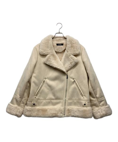 LAUREN RALPH LAUREN（ローレンラルフローレン）LAUREN RALPH LAUREN (ローレンラルフローレン) フェイクムートンジャケット ベージュ×ホワイト サイズ:Lの古着・服飾アイテム