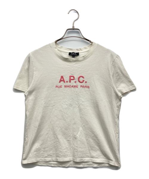 A.P.C.（アーペーセー）A.P.C. (アーペーセー) 半袖Tシャツ ホワイト×ピンク サイズ:Sの古着・服飾アイテム