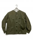 CAL O LINEキャルオーライン）の古着「ノーカラージャケット」｜オリーブ
