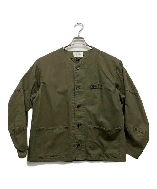 CAL O LINE（キャルオーライン）CAL O LINE (キャルオーライン) ノーカラージャケット オリーブ サイズ:Lの古着・服飾アイテム