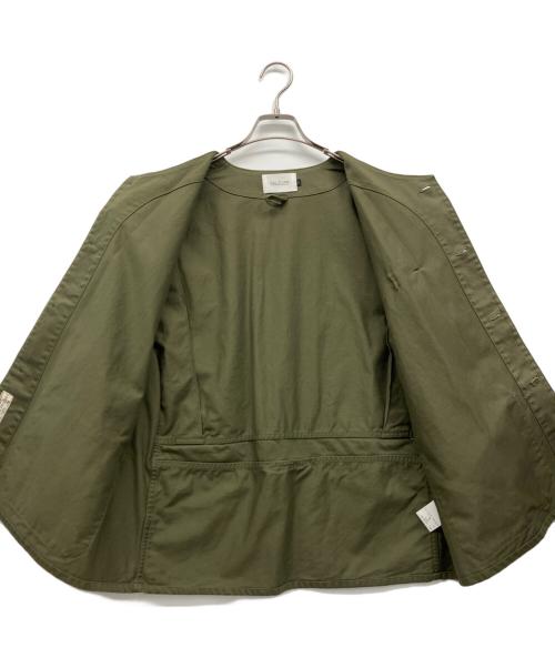 CAL O LINE（キャルオーライン）CAL O LINE (キャルオーライン) ノーカラージャケット オリーブ サイズ:Lの古着・服飾アイテム