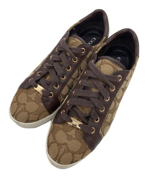 COACH（コーチ）COACH (コーチ) シグネチャー柄ローカットスニーカー ブラウン×ホワイト サイズ:24.0の古着・服飾アイテム