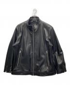 TETE HOMMEテット オム）の古着「スタンドカラーレザーブルゾン」｜ブラック