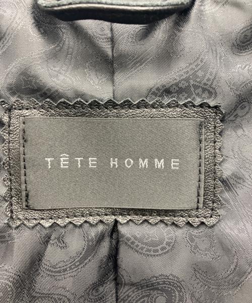 TETE HOMME（テット オム）TETE HOMME (テット オム) スタンドカラーレザーブルゾン ブラック サイズ:4Lの古着・服飾アイテム