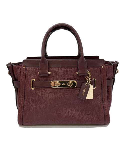COACH（コーチ）COACH (コーチ) ハンドバッグ ワインレッドの古着・服飾アイテム