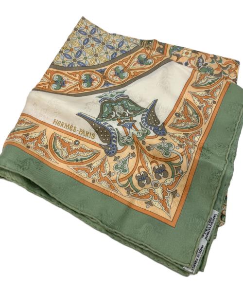 HERMES（エルメス）HERMES (エルメス) シルクスカーフ グリーン×オレンジの古着・服飾アイテム