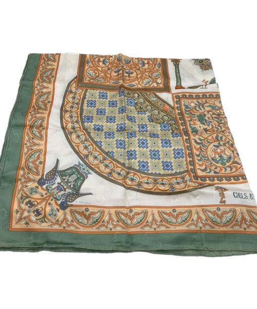 HERMES（エルメス）HERMES (エルメス) シルクスカーフ グリーン×オレンジの古着・服飾アイテム