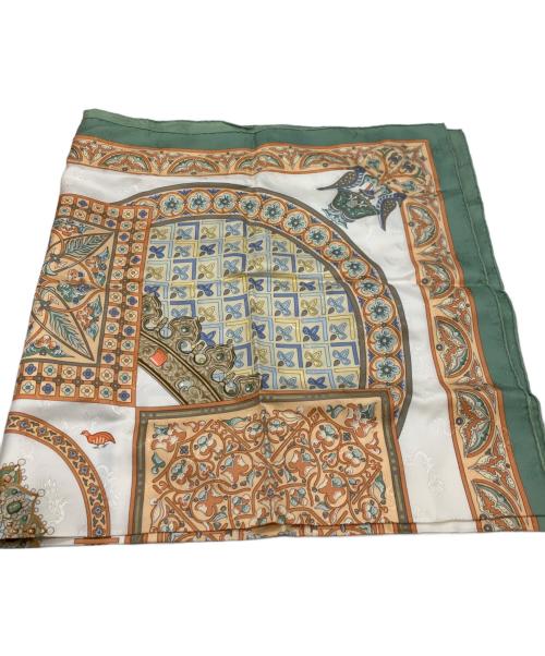 HERMES（エルメス）HERMES (エルメス) シルクスカーフ グリーン×オレンジの古着・服飾アイテム